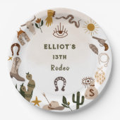 Wilder Westrodeo Cowboy Geburtstag Pappteller (Vorderseite)