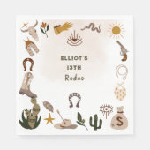 Wilder Westrodeo Cowboy Geburtstag Serviette (Vorderseite)