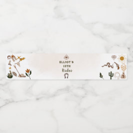 Wilder Westrodeo Cowboy Geburtstag Wasserflaschenetikett