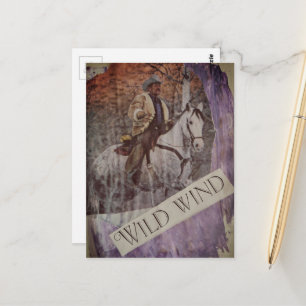Wilder Wind Retro Cowboy und Pferd Postkarte