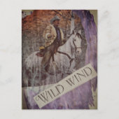 Wilder Wind Retro Cowboy und Pferd Postkarte (Vorderseite)