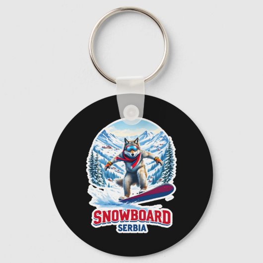 Wilder Wolf aus Serbien Snowboard Adventure Schlüsselanhänger (Vorderseite)
