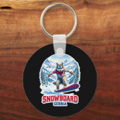 Wilder Wolf aus Serbien Snowboard Adventure Schlüsselanhänger (Vorderseite)