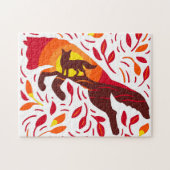 Wilder Wolf Fox Herbst Herbstfarben Tierwelt Puzzle (Horizontal)