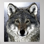 Wilder Wolf im Schneeballgedicht Poster Print (Vorne)