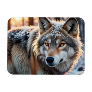 Wilder Wolf im Winter Magnet