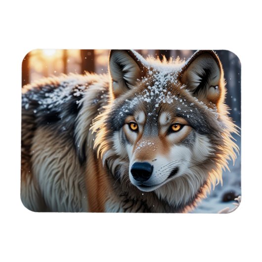 Wilder Wolf im Winter Magnet (Horizontal)