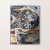 Wilder Wolf im Winter Puzzle (Vertikal)
