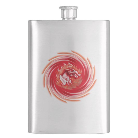 Wilder Wolf Whirling Edelstahlkolben Flachmann (Vorderseite)