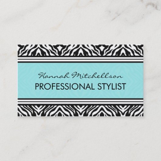 Wilder Zebra-berufliche Geschäfts-Karten aquamarin Visitenkarte (Vorderseite)