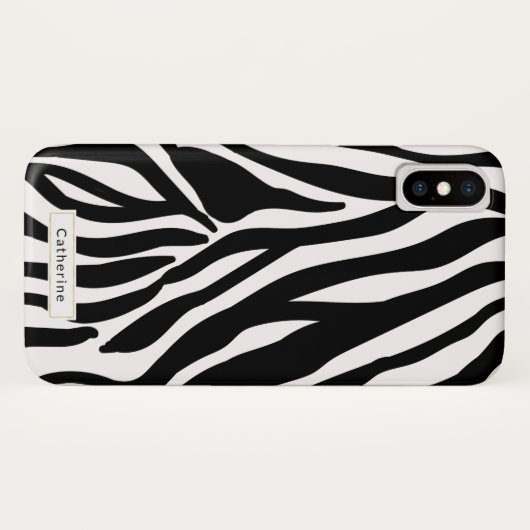 Wilder Zebra-Druck mit Namen Case-Mate iPhone Hülle (Rückseite (Horizontal))