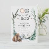 Wilderness Adventure fängt Bear Cub Babydusche an Einladung (Stehend Vorderseite)