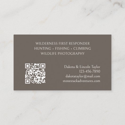 Wilderness Adventure Guide Visitenkarte (Rückseite)