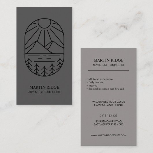 Wilderness Adventure Tour Guide Camping Visitenkarte (Vorne/Hinten)