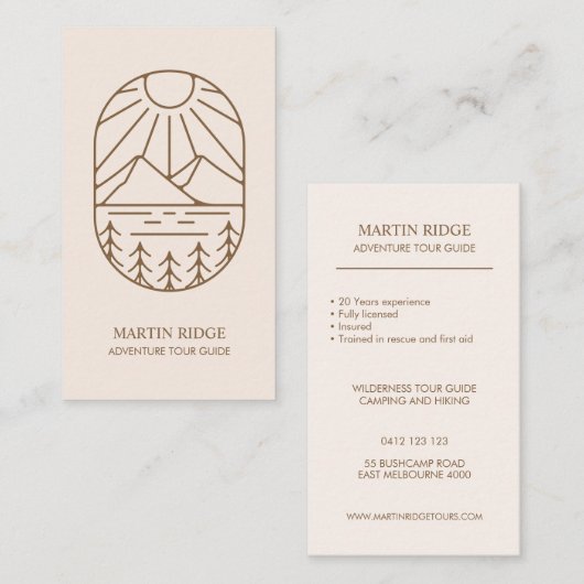Wilderness Adventure Tour Guide Camping Visitenkarte (Vorne/Hinten)