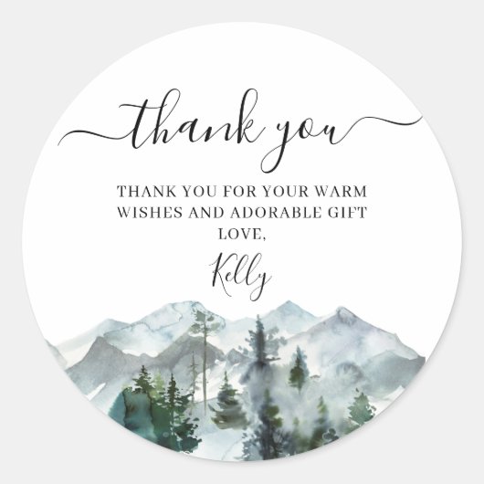 Wilderness Baby Dusche Vielen Dank Sticker (Vorderseite)