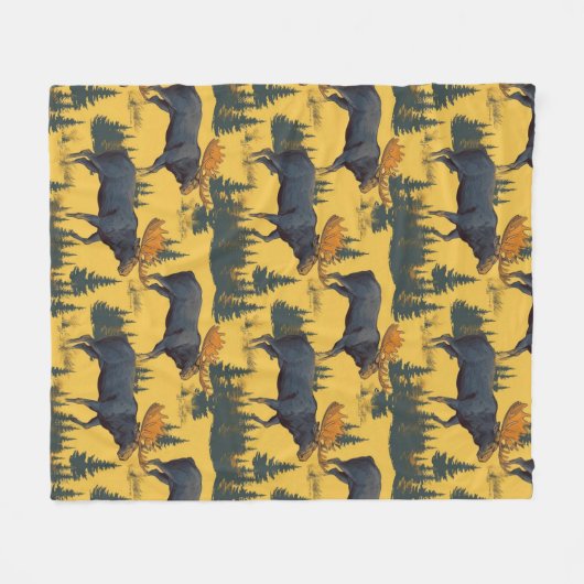 Wilderness Bull Moose Foraging The Forest Fleecedecke (Vorderseite (Horizontal))