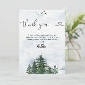 Wilderness Calligraphy Baby Dusche Danke Karte (Stehend Vorderseite)