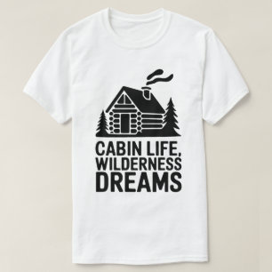 Wilderness Dreams Gemütliche Blockhütte Silhouette T-Shirt