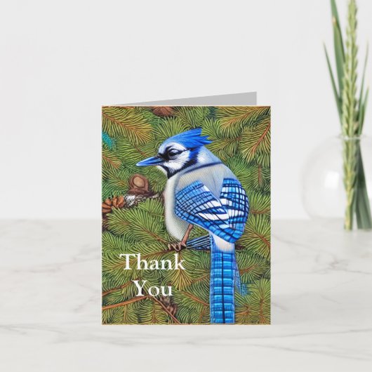 Wilderness Evergreen Blue Jay Dankeskarte (Vorderseite)