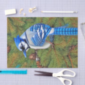Wilderness Evergreen Blue Jay Seidenpapier (Handwerk)