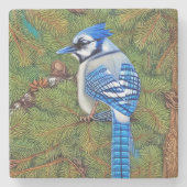 Wilderness Evergreen Blue Jay Steinuntersetzer (Vorderseite)