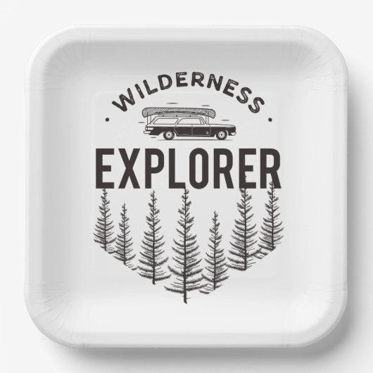 Wilderness Explorer Station Wagon Canoe Trees Pappteller (Vorderseite)
