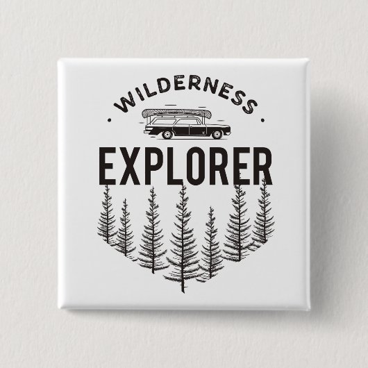 Wilderness Explorer Station Wagon Kanu Bäume Button (Vorderseite)