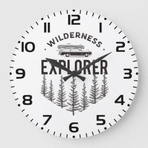 Wilderness Explorer Station Wagon Kanu Bäume Große Wanduhr