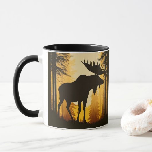 Wilderness Forest Bull Elch Rustikal Tasse (Mit Donut)