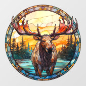 Wilderness Forest Moose Faux Stained Glass Fensteraufkleber (Blatt)
