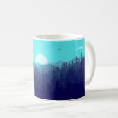 Wilderness Forest Sunrise Vintag Illustration Kaffeetasse (VorderseiteRechts)