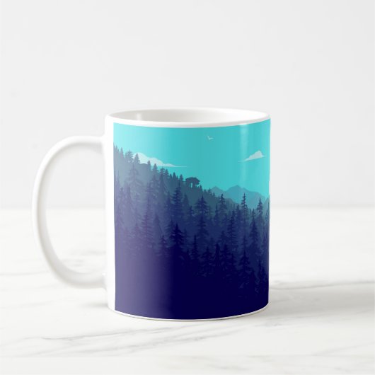 Wilderness Forest Sunrise Vintag Illustration Kaffeetasse (Links)