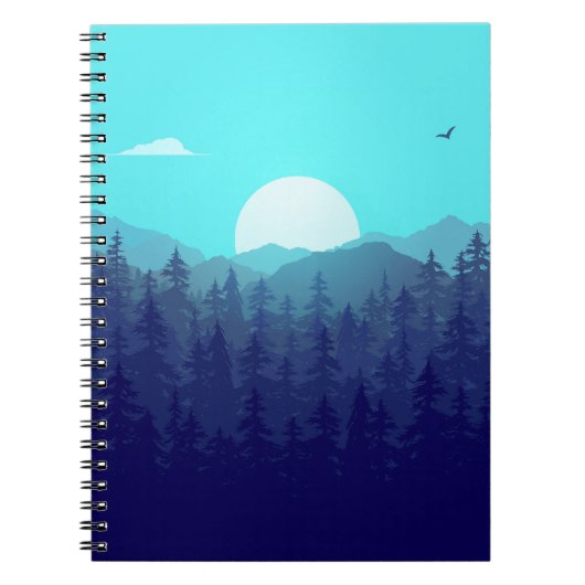 Wilderness Forest Sunrise Vintag Illustration Notizblock (Vorderseite)
