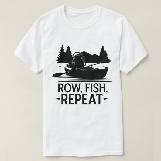 Wilderness Kayak Rowing and Fishing Adventure T-Shirt (Design vorne)