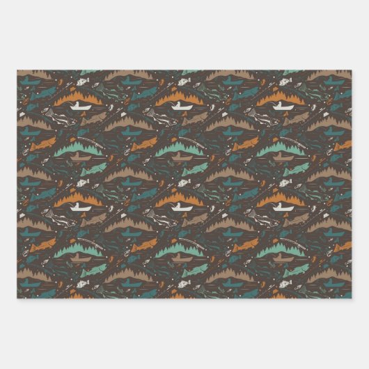 Wilderness Lachs Angelboot Wilderness See Geschenkpapier Set (Vorderseite 3)