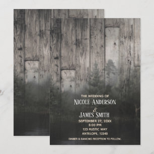 Wilderness Lake Pine Trees Forest & Wood Wedding Einladung
