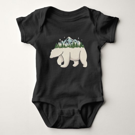 Wilderness Northern Mountain Forest Polar Bear Art Baby Strampler (Vorderseite)