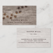 Wilderness rustikale Pfotenspuren auf Holz Visitenkarte (Vorne/Hinten)