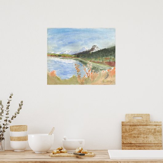 Wilderness See im Herbst Wasserfarbe: Poster (Küche)