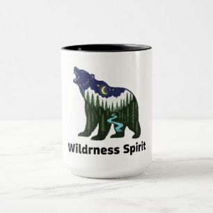 Wilderness Spirit Bär Silhouette   Rustikaler Wald Tasse