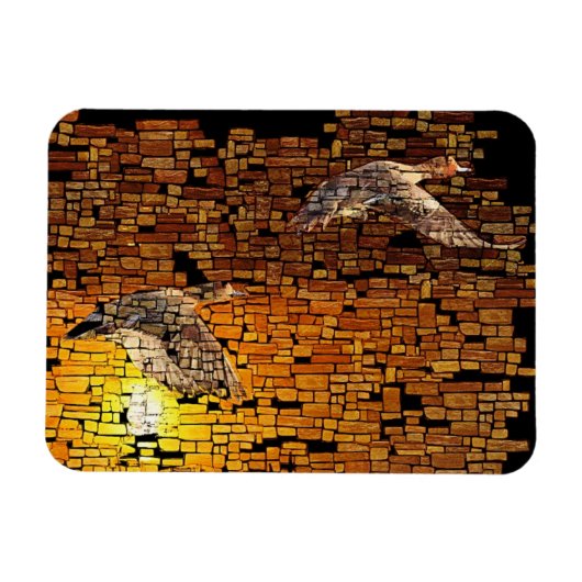 Wilderness Sunset Enten auf Stone Hintergrund Magnet (Horizontal)