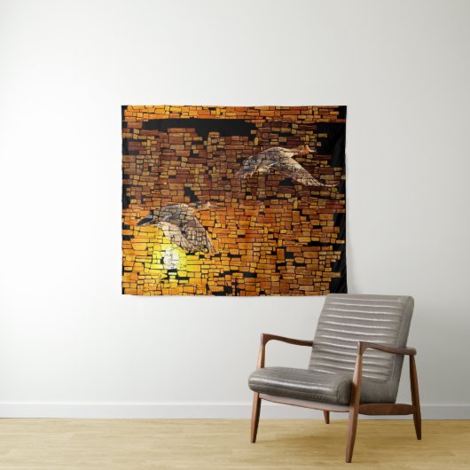 Wilderness Sunset Enten auf Stone Hintergrund Wandteppich (Beispiel (Horizontal))