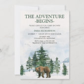 Wilderness Trees Brown Bear Baby Shower Einladung (Vorderseite)