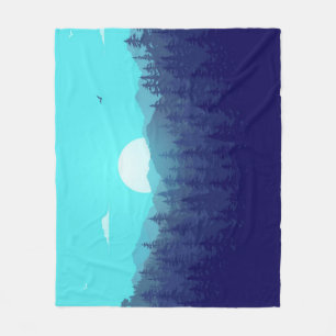 Wilderness-Wald Sonnenaufgang Vintage-Illustration Fleecedecke