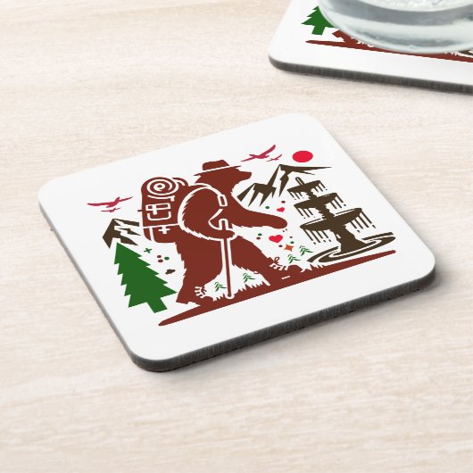 Wilderness Wanderbär Explorer Kunst drucken Getränkeuntersetzer (Linke Seite)