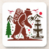 Wilderness Wanderbär Explorer Kunst drucken Getränkeuntersetzer (Vorderseite)