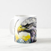 Wilderness Watercolor Forest Moon Eagle Kaffeetasse (Vorderseite Links)