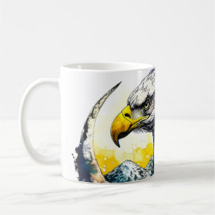 Wilderness Watercolor Forest Moon Eagle Kaffeetasse