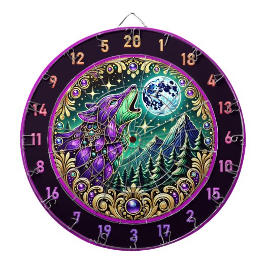 Wilderness Wolf Howling unter Vollmond Dartscheibe (vorne)